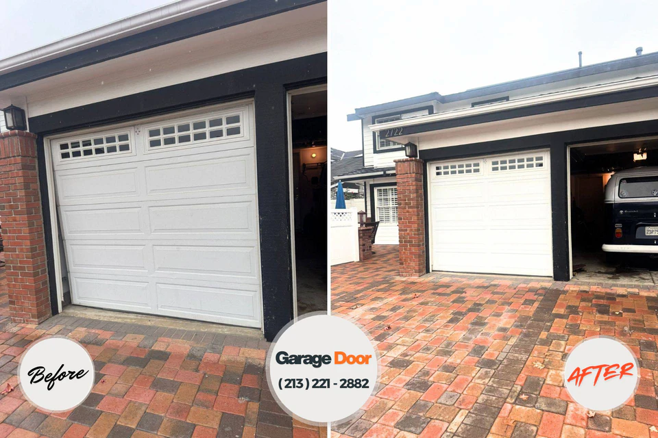 Before and after: garage door repair Buckhead, GA